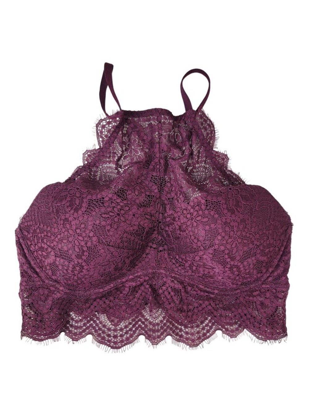 Victoria's Secret PINK Lace High-Neck Push Up Bralette Purple Medium Scalloped